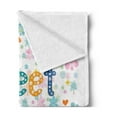 thumbnail image 2 of Saying Soft Flannel Fleece Throw Blanket, Colorful Letters with Little Flowers on a Blossoming Background Slumber Party, Cozy Plush for Indoor and Outdoor Use, 50" x 60", Multicolor, by Ambesonne, 2 of 5