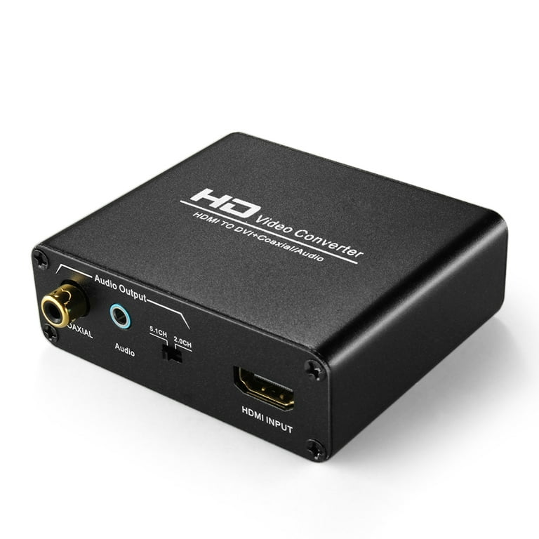 lån enhed Forventning HDMI to DVI Converter with Audio Out - HDMI to DVI Video Audio Adapter Sound  Splitter to 3.5mm AUX Auxiliary / 2 RCA Stereo & Coaxial Output Jack  Connector Plug, 1080P 720P,