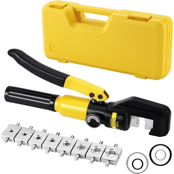 HSEAMALL 10Tons Hydraulic Crimping Tool 9 Dies, Electric Battery Cable Wire Lug Terminal
