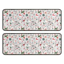 Kitchen Rugs Sets Of 2,White Christmas Deer and Gift Pattern Anti Fatigue Kitchen Mat Rugs Non Slip Washable,Decorative Kitchen Floor Mats for Kitchen,Sink,Laundry,17"x47" 17"x47"