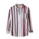 thumbnail image 1 of Top de camisa a rayas de manga larga con cuello levantado y bolsillo lateral único para otoño e invierno para hombre Pompotops  oipoqjl53327, 1 of 9