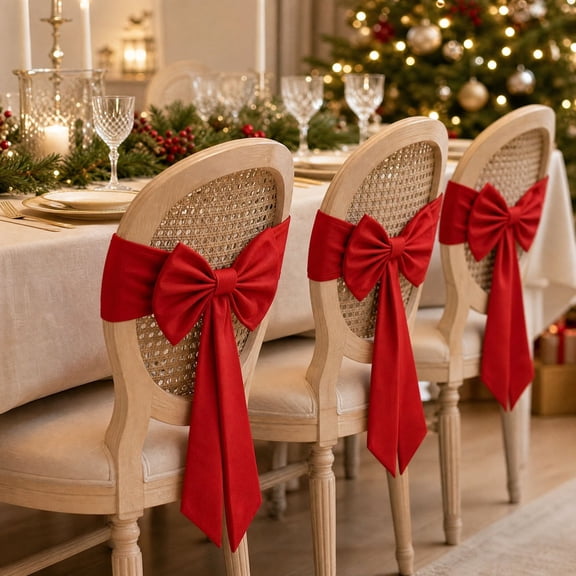 EWASWON Christmas Decoration Clearance, Christmas Themed Backrest Decorative Chair Covers With Bows Stretchable Backrest Decorations