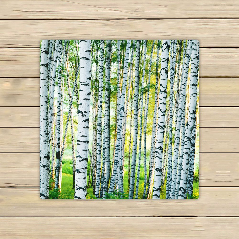 YKCG Green Birch Tree of Life Summer Birch Grass in Forest Woodland