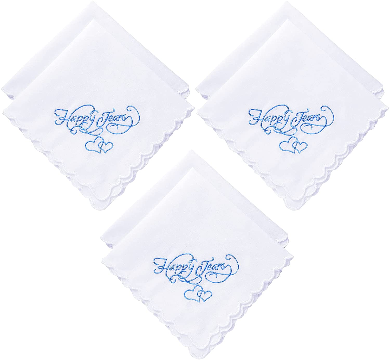 InnoBeta Wedding Handkerchief Set For Bride - Something Blue, Set Of 2, Embroidered, 10.6" Square, Gift Box