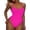 A-Hot Pink154, variant on Women's Neon Solid Side Tie Swimwear Slim Fit Sleeveless Scoop Neck One Piece Swimsuit Stretchy Bold Beach Swimsuits