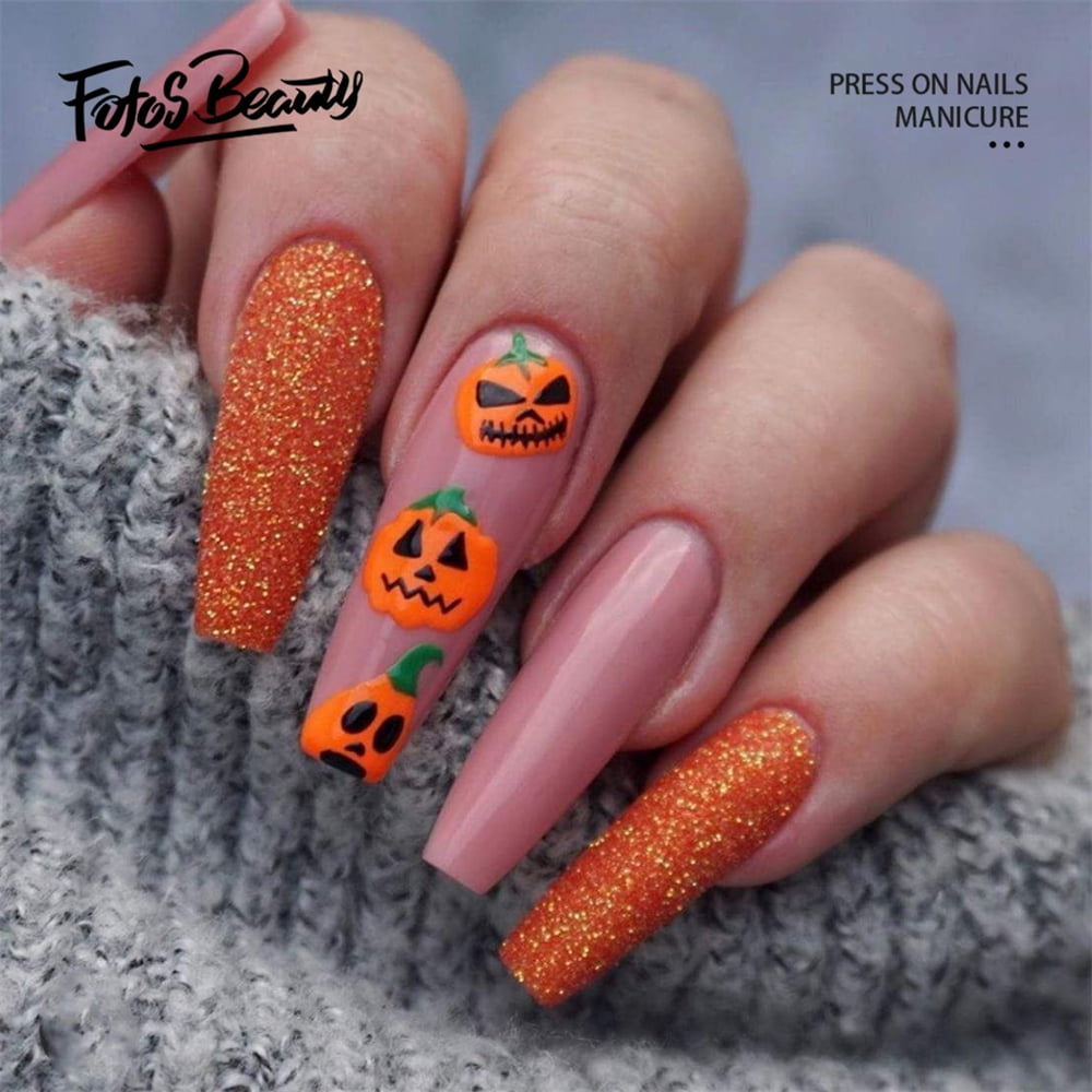 Halloween Decoration Fofosbeauty 24 pcs Long False Nails, Press-on Nails  Designs 2022, Coffin Mint Matte Spider 