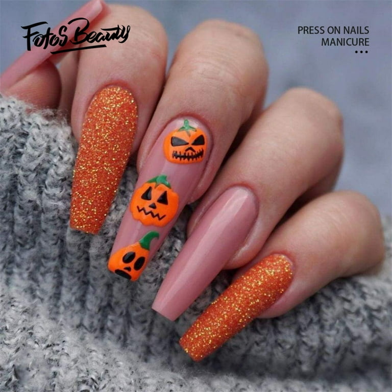 orange halloween nail designs