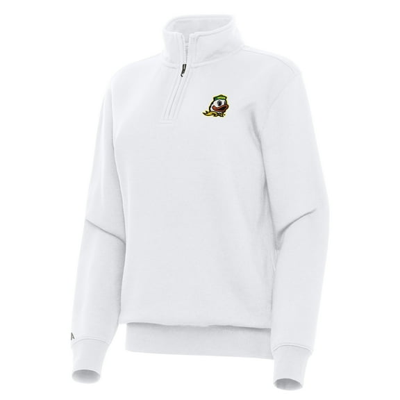 Women's Antigua White Oregon Ducks Victory Quarter-Zip Sweatshirt