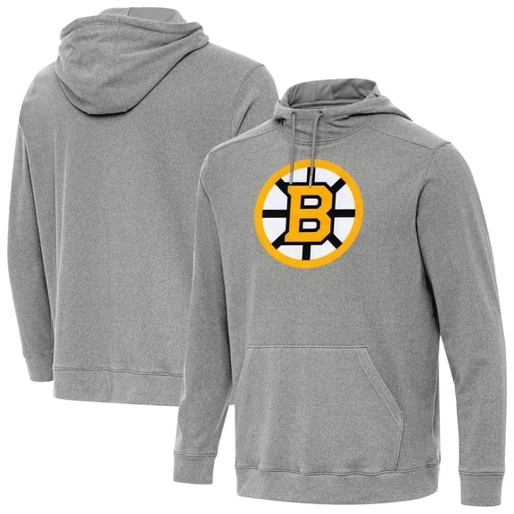 Men's Antigua Heather Black Boston Bruins Cloud Pullover Hoodie