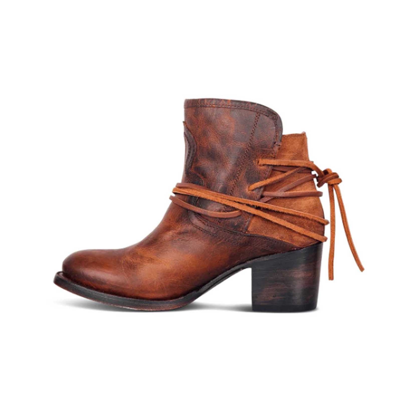 zanvin 35 43 yards fashion ladies straps thick heel women s shoes classic short boots casual shoes gifts for family On clearance Walmart