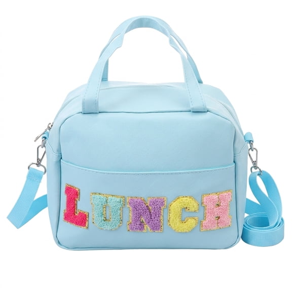 Insulated Lunch Bag for Women, Leakproof Reusable Lunch Box Tote with Monogrammed Letters, 10L Cooler Bag for Work Picnic, Blue