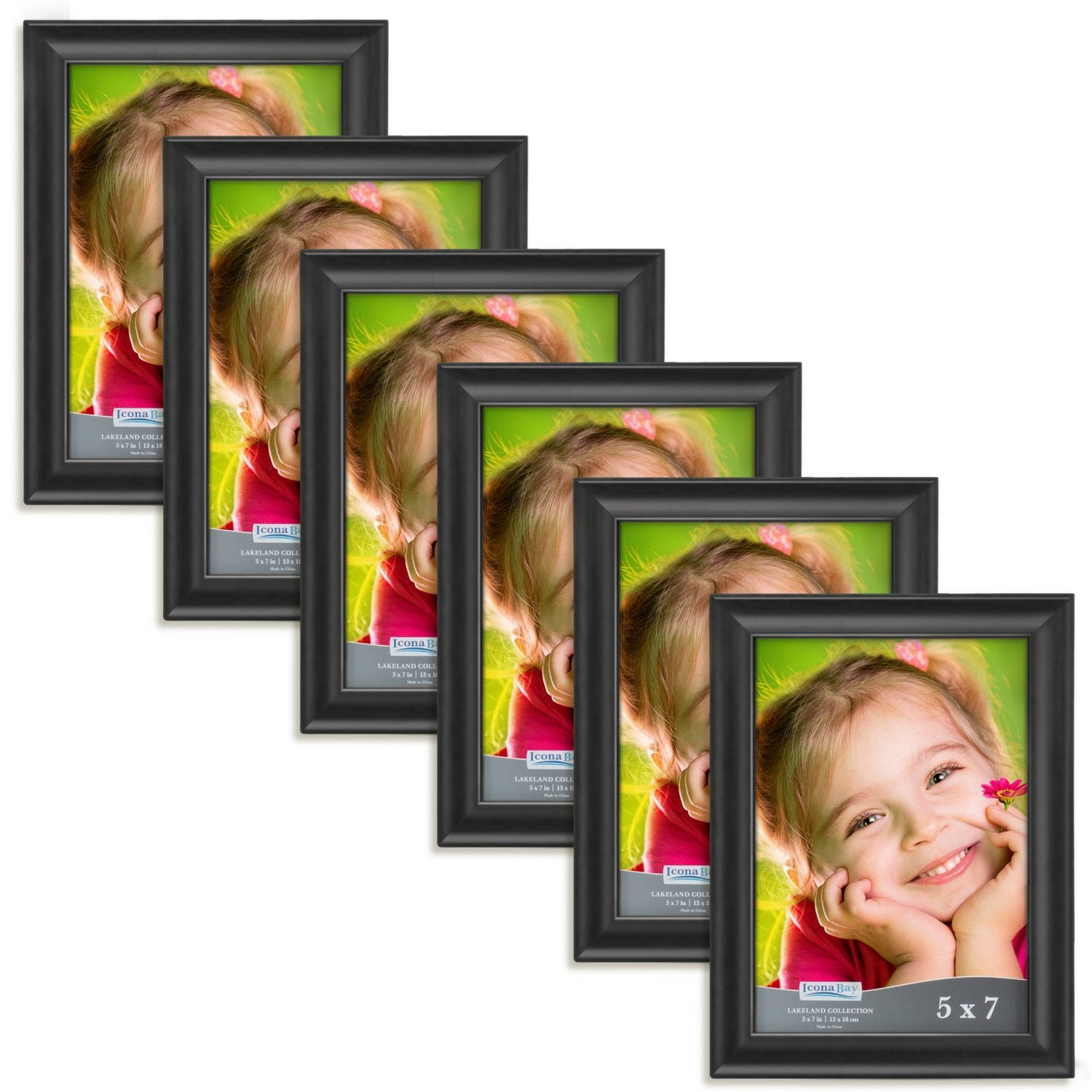 Icona Bay 5x7 Black Picture Frame, Classic Style, 6 Pack, Lakeland