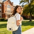 thumbnail image 2 of Cute Corduroy Backpack, Comfortable Cartoon Bear Backpack for Traveling, for Storing Study and Office Supplies Beige, 2 of 6