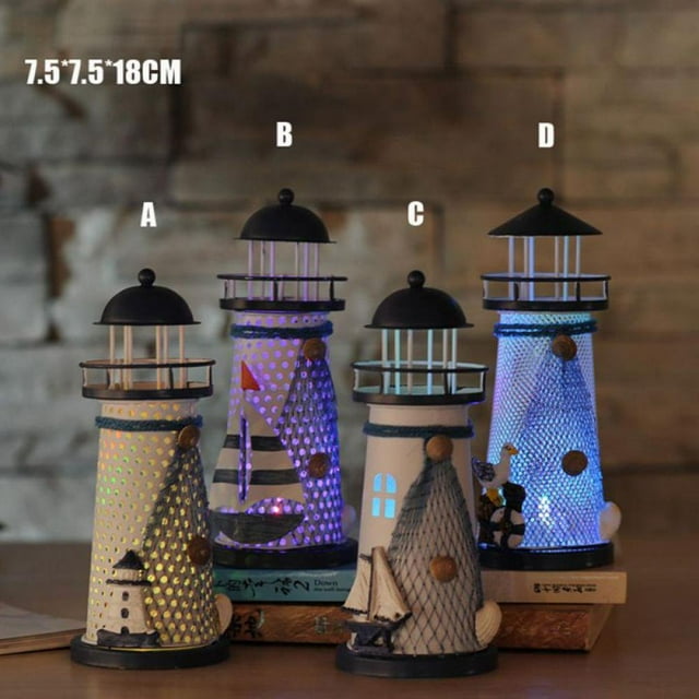 Final Clearance! Led Lighthouse Nautical Light Decor Desk Light Lamp Home Decoration Ornament