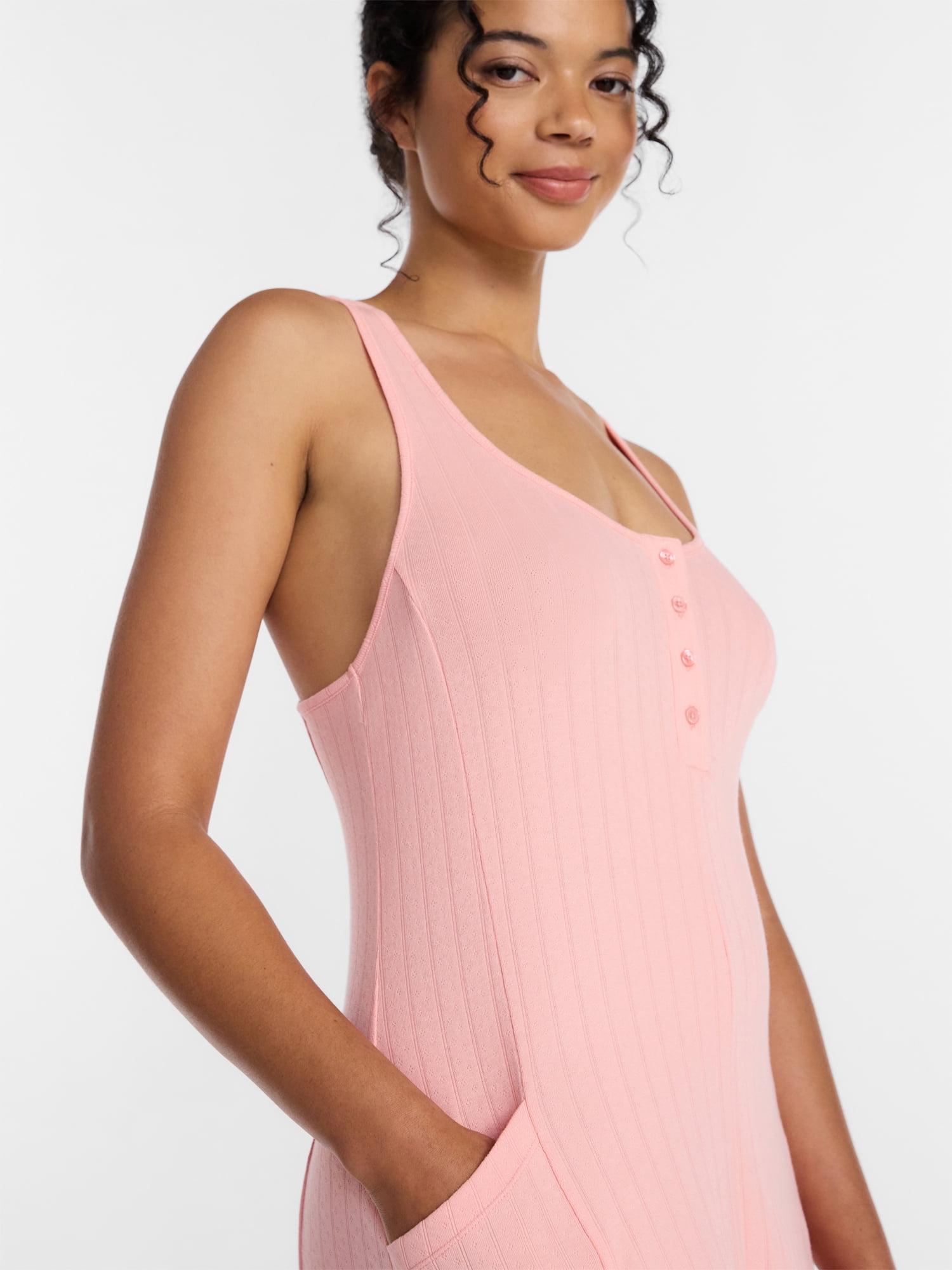 Joyspun Women's Pointelle Sleepwear Romper, Sizes XS-3X
