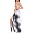 thumbnail image 3 of Women Sarong Wraps White with Black Line Stripe Swimsuit Beach Pareo Bikini Coverups Skirt M, 3 of 7