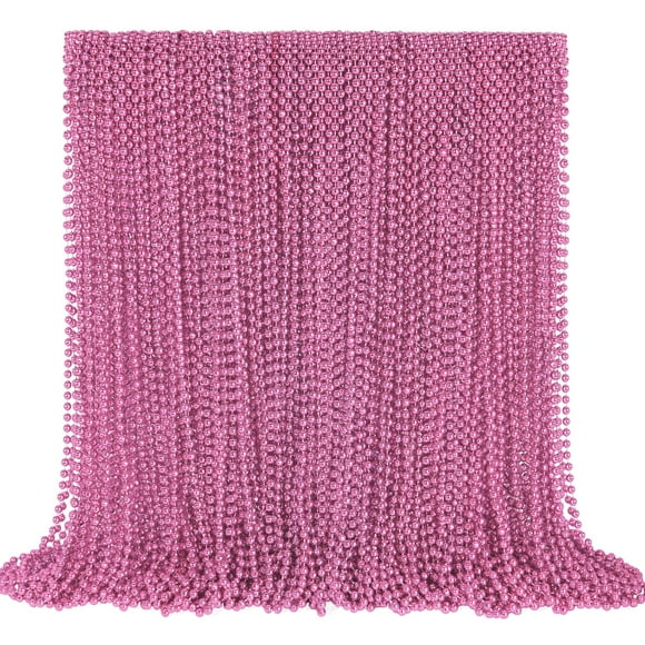 Collar de cuentas YAXINRUI, rosa, Mardi Gras, 33 pulgadas, 144 unidades