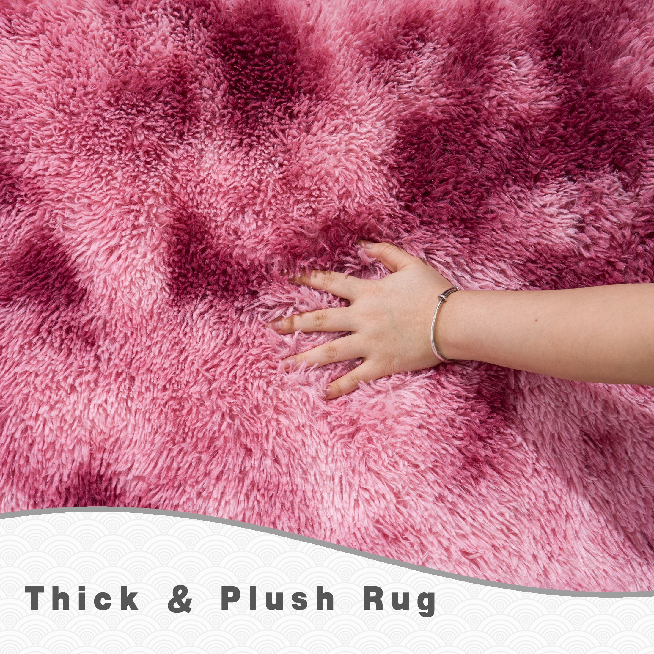 Socofuz Large Fluffy Rug, Super Soft Non Slip Modern Carpet Perfect for Living Room, Kid's Room, Cloakroom, 6x9ft, Tie Dye Red