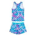 thumbnail image 2 of PROALLO Girls Bathing Suits Two-Piece Swimsuit with Boyshorts Vest-Style Tankini(14-15T Mermaid), 2 of 5