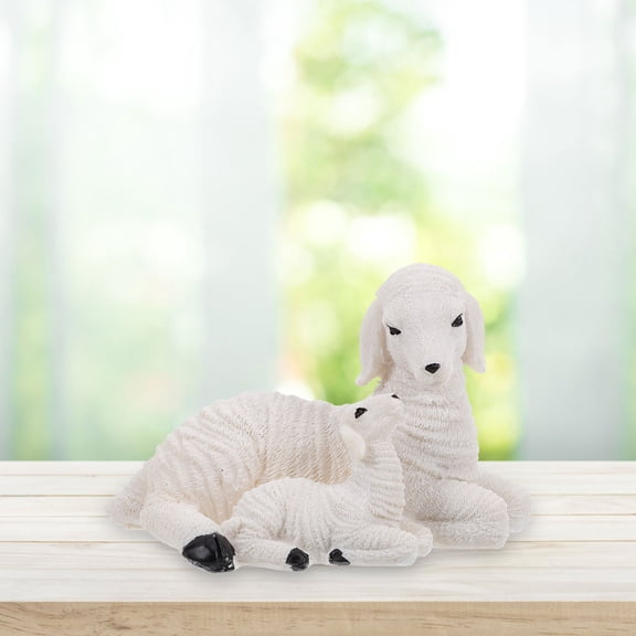 RENACLIPY White Resin Sheep Figurine Set, Decorative Animal Sculpture for Home, Office, and Garden Display