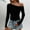 #0349-Black, variant on Women's One off Shoulder Tops Dressy Long Sleeve Asymmetrical Slim Fit Going Out Fall Blouse Ruched Shirts