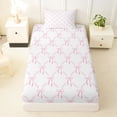 thumbnail image 3 of Erosebridal Girly Pink Bowknot Twin Sheet Sets For Girls,Cute Bows Kawaii Stars Bedding,Lightpink White 3pcs, 3 of 6