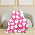 thumbnail image 3 of PEIBang Halloween Ghost Throw Blankets Halloween Home Decorations,Cute Halloween Spooky Pink and White Throw Blanket,Lightweight Cozy Blanket for Couch,Sofa,Bed,Livingroom Decorations, 3 of 6