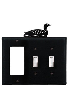 Village Wrought Iron EGSS-116 8 Inch Loon - Single GFI and Double Switch Cover Black