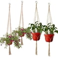 thumbnail image 4 of 6Packs of Hanging Planter, 4 Legs Hanging Basket Indoor Outdoor Wall Hanging Planter Holders Cotton Rope Flower Pot Hanging for Patio r Home Decor with Hooks(90cm/105cm/120cm), 4 of 8