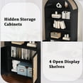 thumbnail image 6 of LEFHDA 71" Tall Bookshelf, Arched Bookcase with Doors, Mid-Century Modern 6-Tier Bookshelf with Storage, Rattan Open Display Storage Shelf Bookshelf for Living Room Bedroom & Classroom(Black), 6 of 7