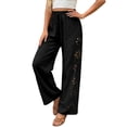thumbnail image 4 of CAIXIA Capris Pants for Women Cut Out Summer Casual Loose Flowy High Waisted Smocked Palazzo 2026 Lounge Beach Cropped Trousers, 4 of 7