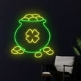 thumbnail image 3 of Handmadetneonsign Gold Cauldron Neon Sign, 4 Leaf Clover Neon Light, Home Decor, 3 of 5