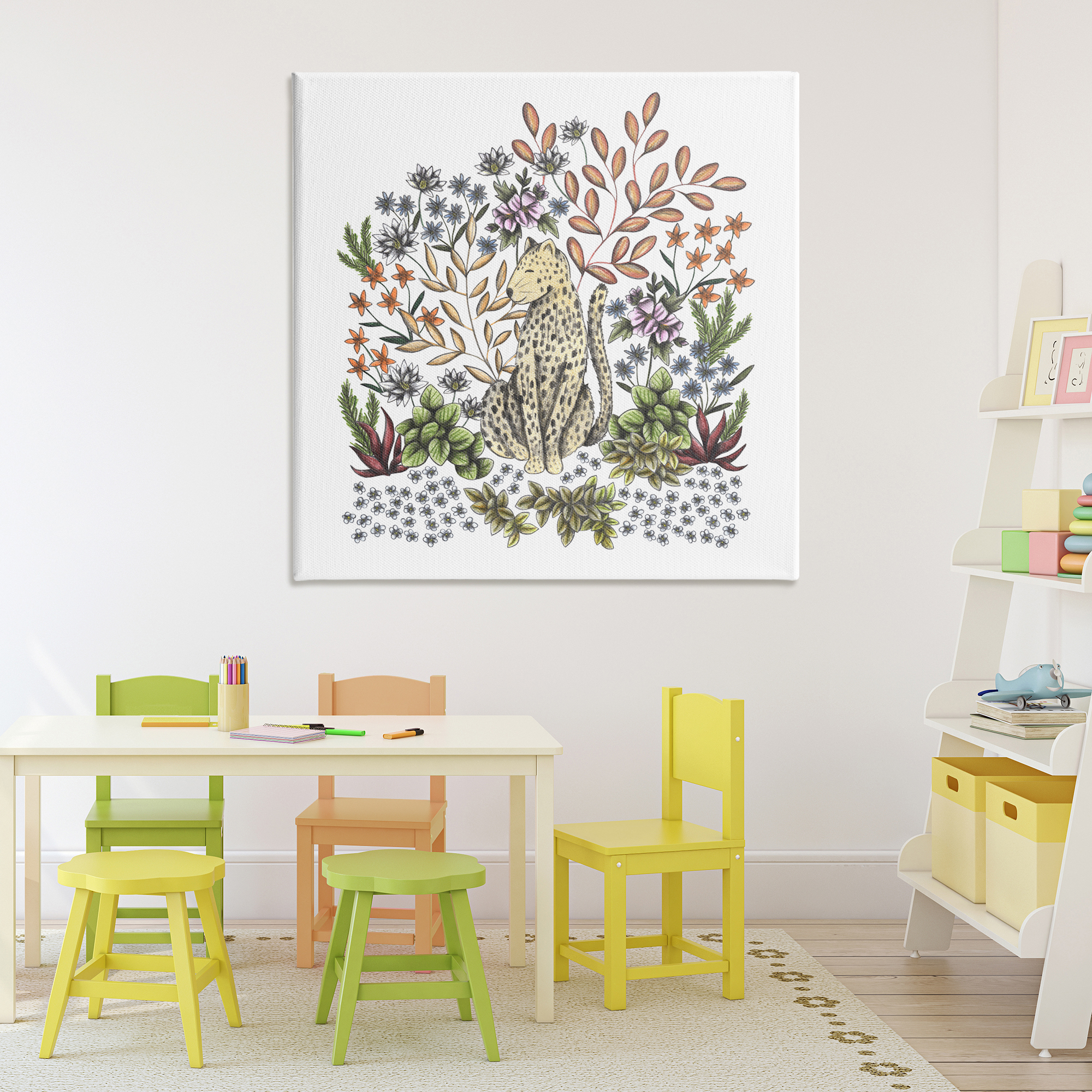 Jungle Wildlife Leopard Canvas Wall Art, design by Cecilia Battaini
