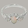 thumbnail image 6 of LBG British Made 18k White Gold Natural Opal Womens Anniversary Ring - 33 size options - Size 10, 6 of 9