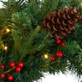thumbnail image 5 of Nearly Natural 24" Mixed Pine Christmas Wreath w/35 Clear LED & Berries in Green, 5 of 6