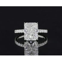 solitaire jewels 3.5CT Radiant Moissanite Hidden Halo Engagement Ring For Women, 10K White Gold