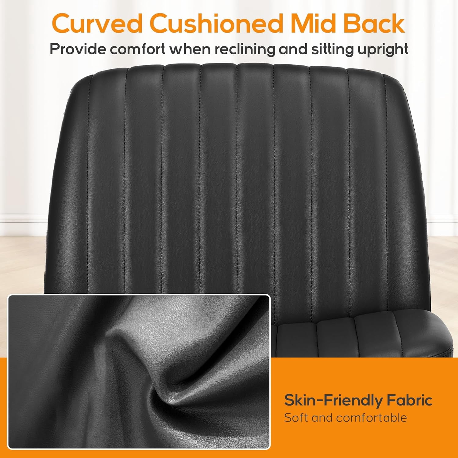 Criss Cross Chair, Cross Legged Office Chair, Wide Comfty Desk Chair, No Wheels Armless Computer Task Chair, Swivel Vanity Home Chair, Height Adjustable