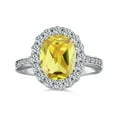 thumbnail image 2 of Bling Jewelry Womens Vintage Style 4CTW Canary Yellow CZ Oval Halo Engagement Ring Sterling Silver, 2 of 6