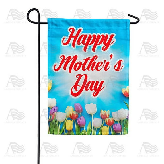 America Forever Happy Mother's Day Tulip Garden Flag 12.5 x 18 inches Floral I Love You Mom Double Sided Holiday Seasonal Yard Outdoor Decorative Tulips for Mom Flag