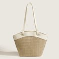 thumbnail image 2 of Bolso Paja Retro Playa para Mujer Occidental Informal Bolso Hombro Versátil Con Cesta Verduras (blanco) Blanco, 2 of 9