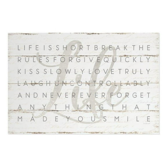 Life Is Short Break The Rules Rustic Wood Style Wall Sign 12x18