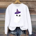 thumbnail image 2 of NMMUED Chandail d'Halloween pour Femmes, Hauts Mignons pour Femmes, Chandail d'Halloween avec Fantôme, Chandails à Col Rond pour Femmes, Chandails d'Halloween pour Femmes, Chandails à Col Rond pour Femmes, Blanc P, 2 of 4