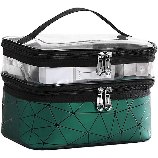 Bolsa de cosméticos de doble capa TANGJMXG Bolsa de Maquillaje Impermeable PVC Transparente