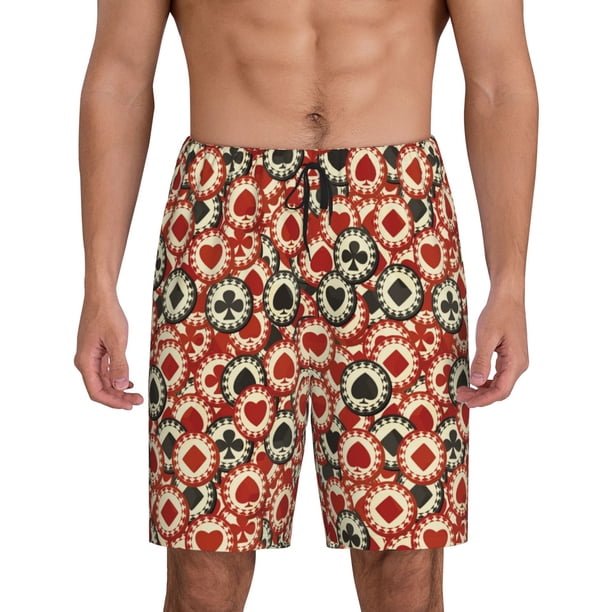 Fotbe Poker Chips Pantalones Cortos de Pijama para Hombre, Ropa de Dormir, Pantalones de Pijama Cortos para Hombre-XX-Large