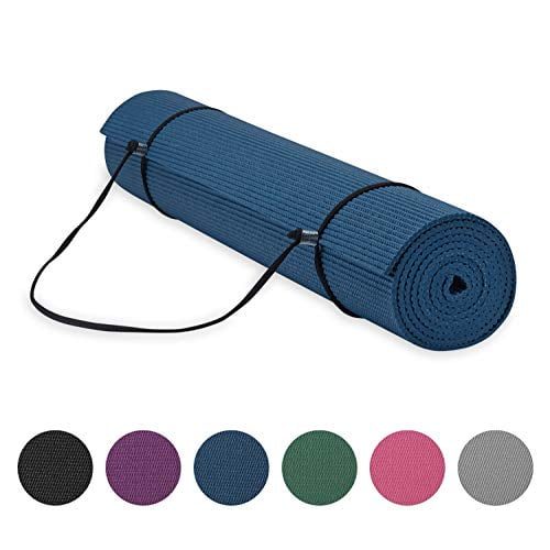 Gaiam Essentials Thick Yoga Mat Fitness & Exercise Mat with Easy-Cinch Yoga  Mat Carrier Strap, Purple, 72L x 24W x 2/5 Inch Thick