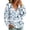 *Light Blue, variant on Women's V Neck Puff Long Sleeve Print Blouses,Casual Loose Pullover Tops ,Women's Plus XXL