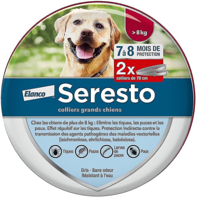 FlkwoH Lote de 2 collares anti-puces et anti-tiques para chiens grandes (8 kg)/petits chiens/environ