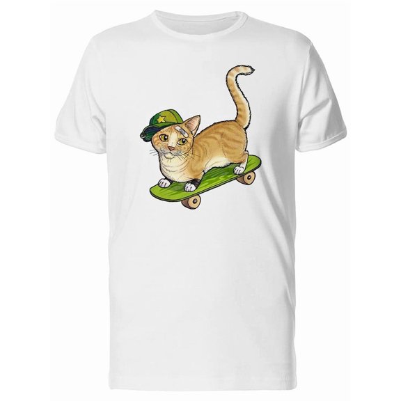 Cool Skateboard Cat T-Shirt Men -Image by Shutterstock, Male Small