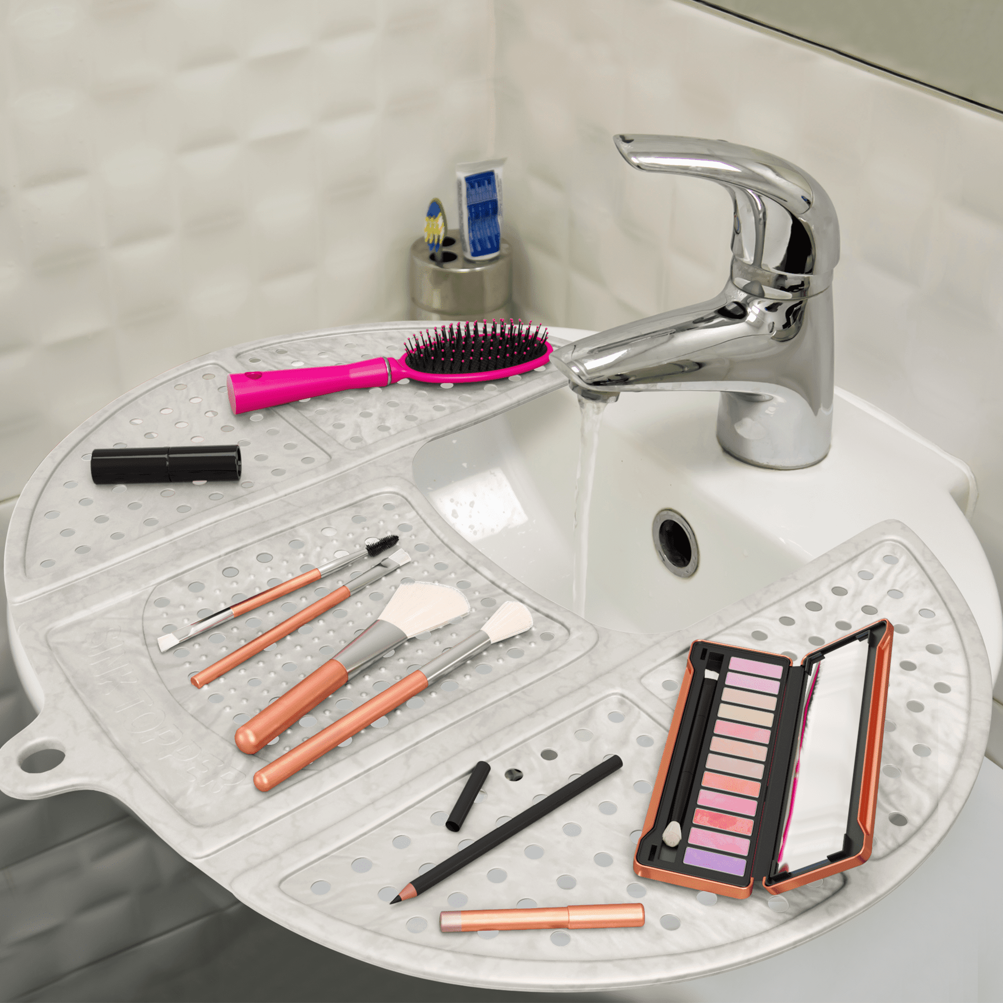1pc Bathroom Sink Makeup Mat, Space Saving Makeup Organizer Pad, Bathroom  Sink Makeup Holder, Vanity Tray, Bathroom Sink Cover For Counter Space, Bath