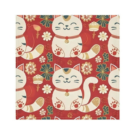 

Napkin Satin Napkin 20*20Inchx6 Kitchen Towel Dinner Plate Towel Decorative Towel Napkin Tea Towel Suitable For Kitchen Table Lucky Cat